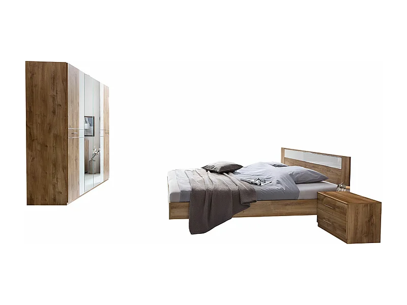 Chambre à coucher complète adulte ( lit adulte 180 x 200 cm + armoire + 2 tables de chevet )