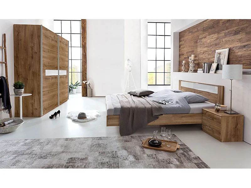 Chambre à coucher complète adulte ( lit adulte 180 x 200 cm + armoire + 2 tables de chevet)