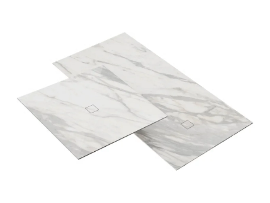 Receveur de douche à carreler 180 x 90 WEDI Fundo primo + revêtement Top marble white + colle + bonde horizontale + kit étancheité