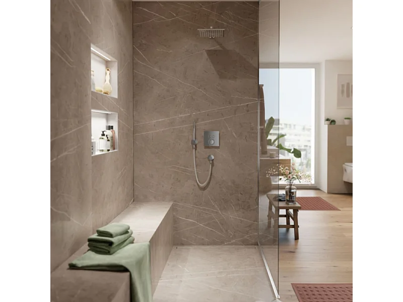 Receveur de douche à carreler 180 x 90 WEDI Fundo primo + revêtement Top marble grey brown + colle + bonde verticale + kit étanche