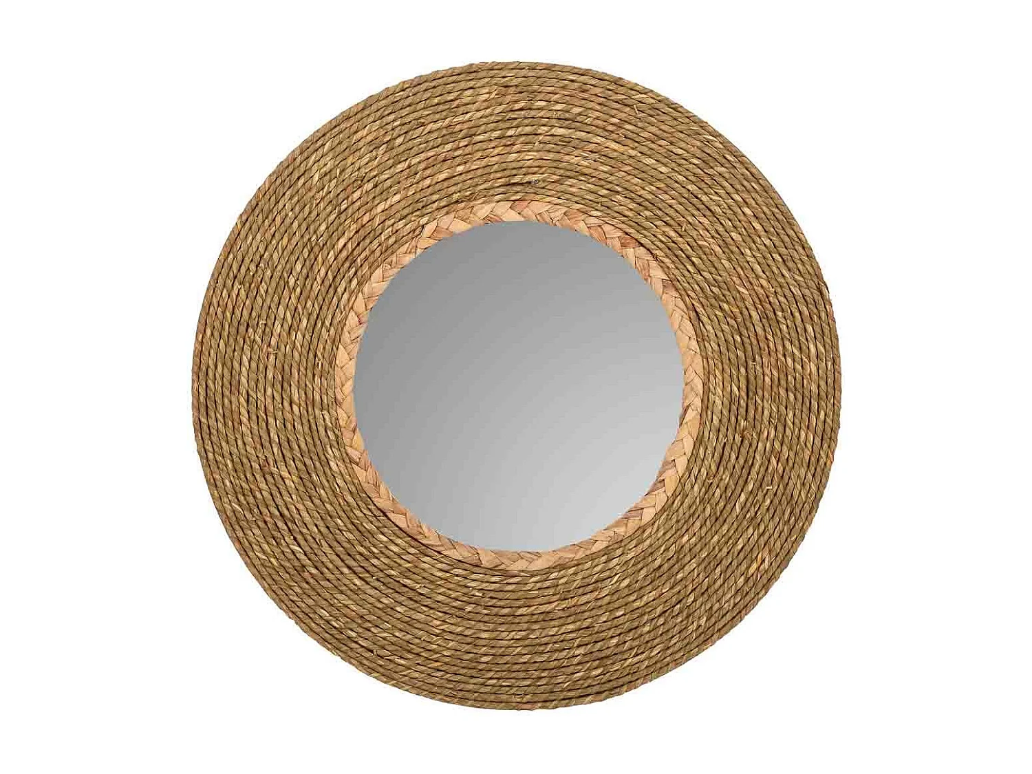 Miroir rond en fibre naturelle marron d39/20x02h
