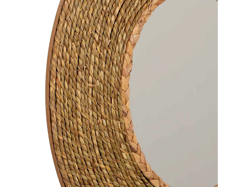Miroir rond en fibre naturelle marron d39/20x02h