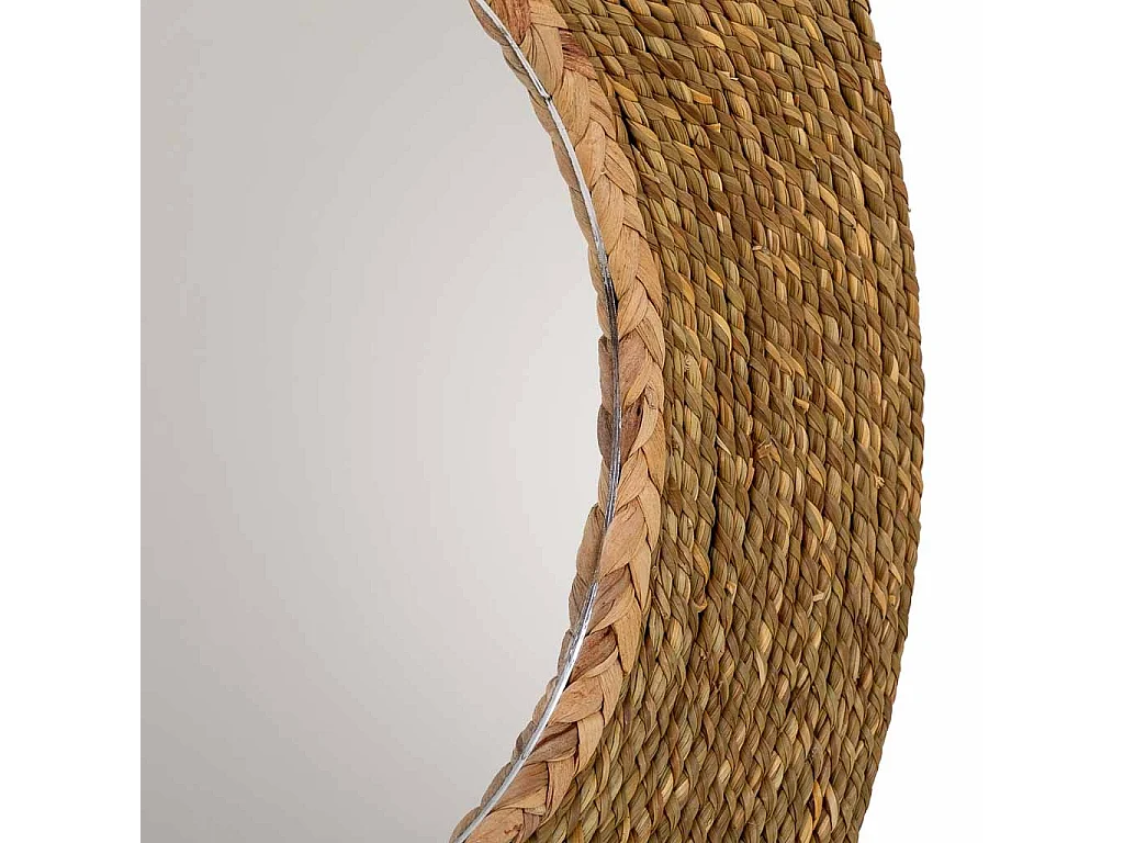 Miroir rond en fibre naturelle marron d39/20x02h