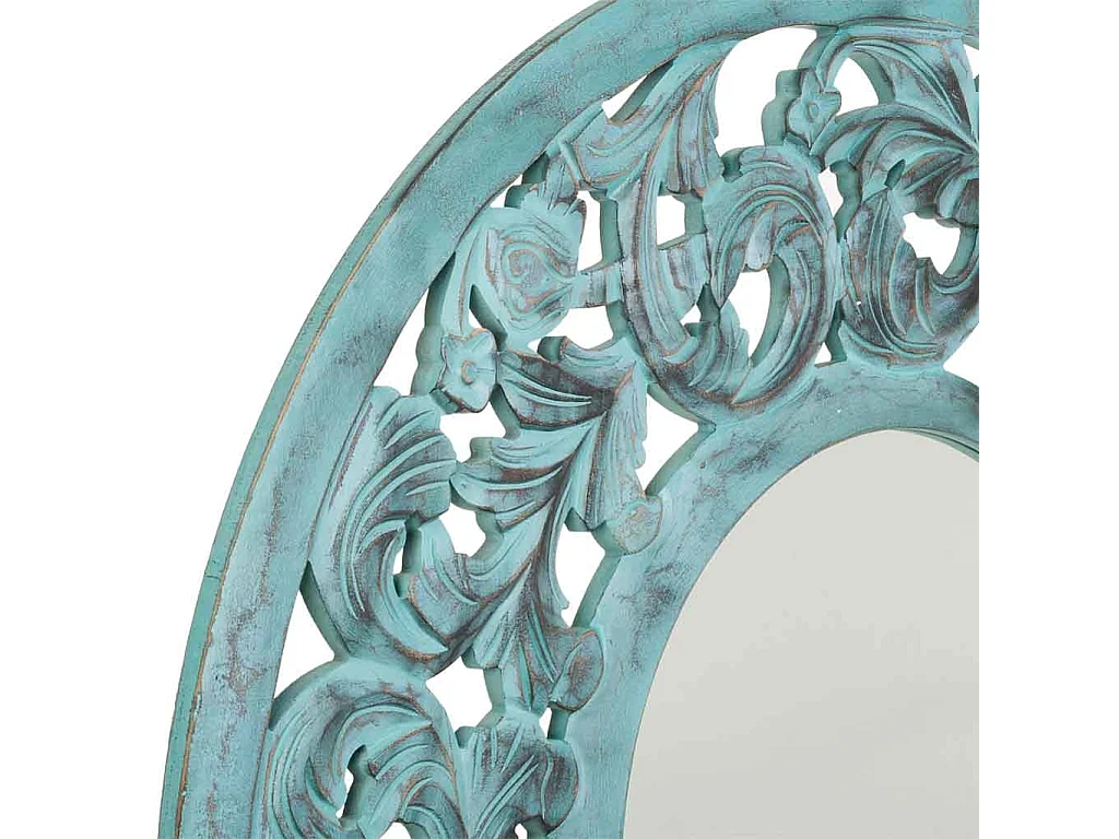 Miroir artisanal en bois bleu 90x90x2,5h