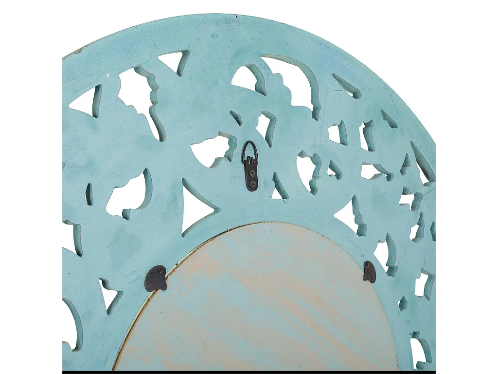 Miroir artisanal en bois bleu 90x90x2,5h