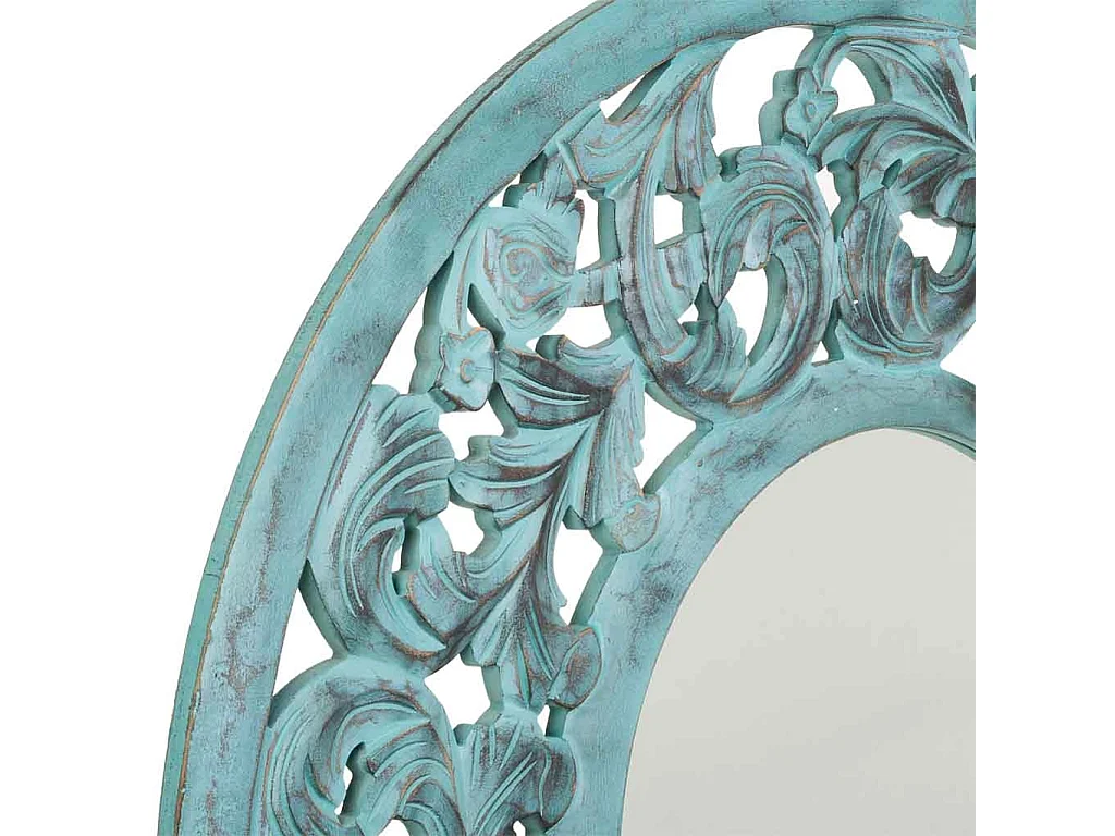 Espelho de madeira feito à mão azul 90x90x2,5