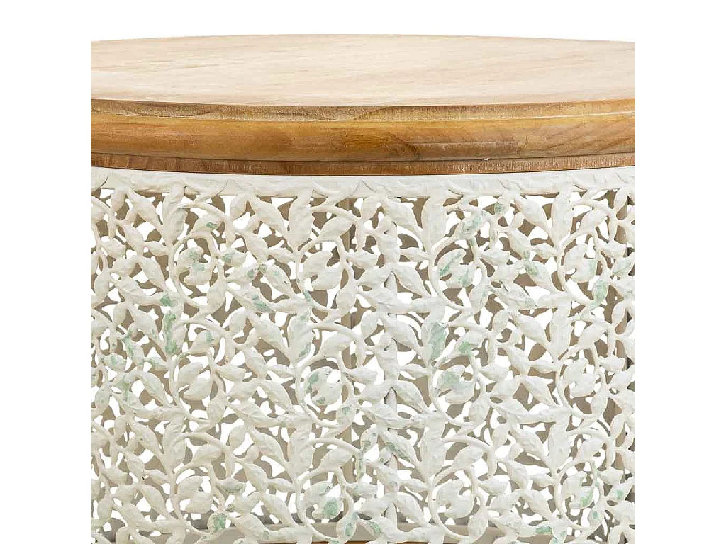 Table basse en bois et métal blanc 63.5x63.5x46.5h