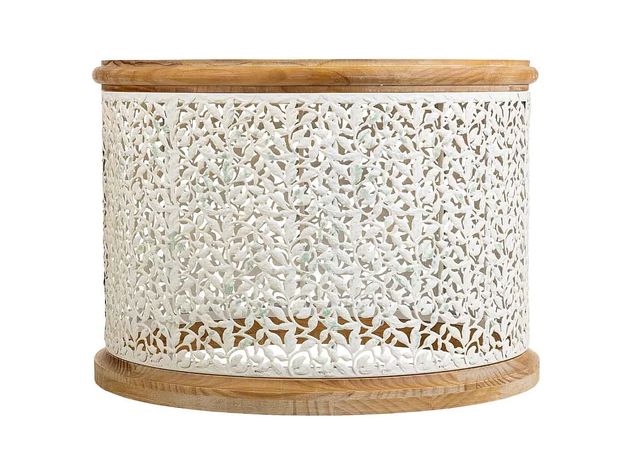 Couchtisch aus weißem Holz und Metall, 63,5 x 63,5 x 46,5 h cm