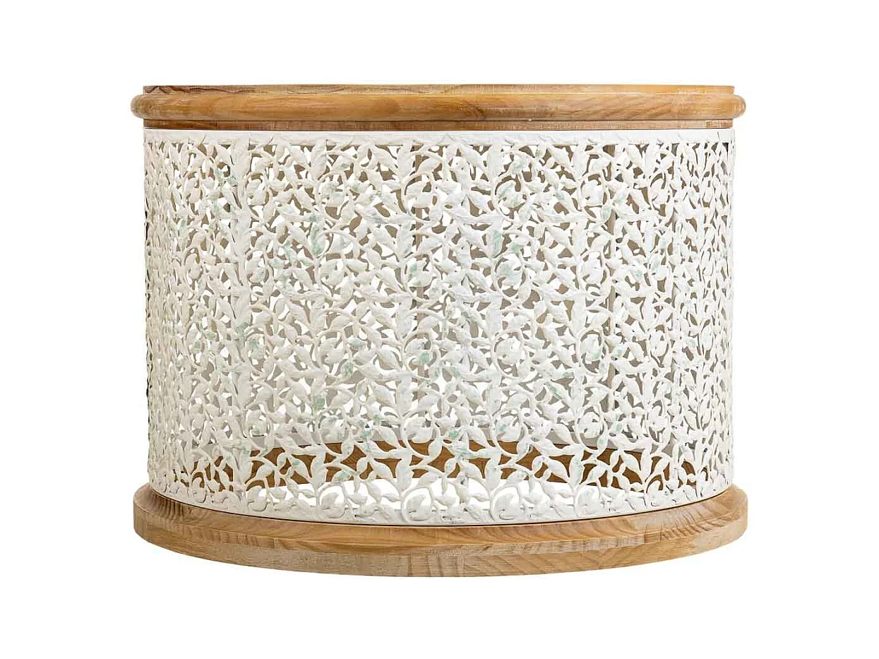 Couchtisch aus weißem Holz und Metall, 63,5 x 63,5 x 46,5 h cm