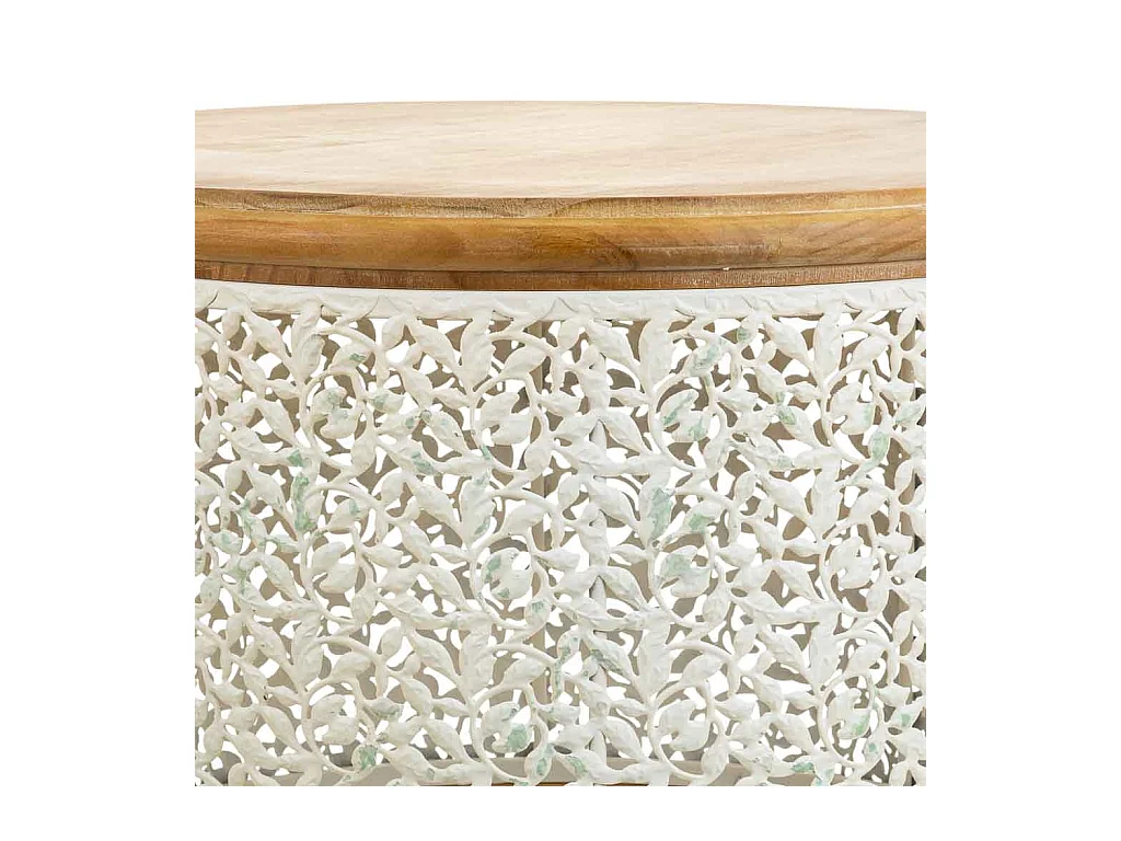 Couchtisch aus weißem Holz und Metall, 63,5 x 63,5 x 46,5 h cm