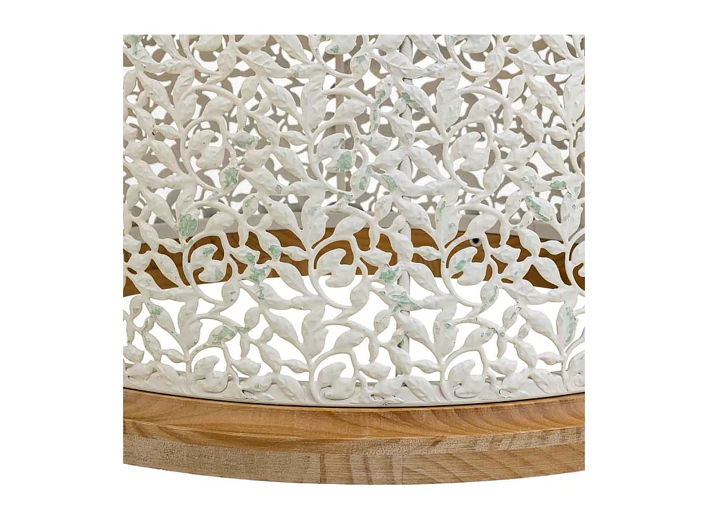 Couchtisch aus weißem Holz und Metall, 63,5 x 63,5 x 46,5 h cm