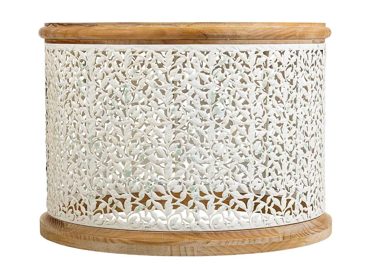 Couchtisch aus weißem Holz und Metall, 63,5x63,5x46,5 h cm