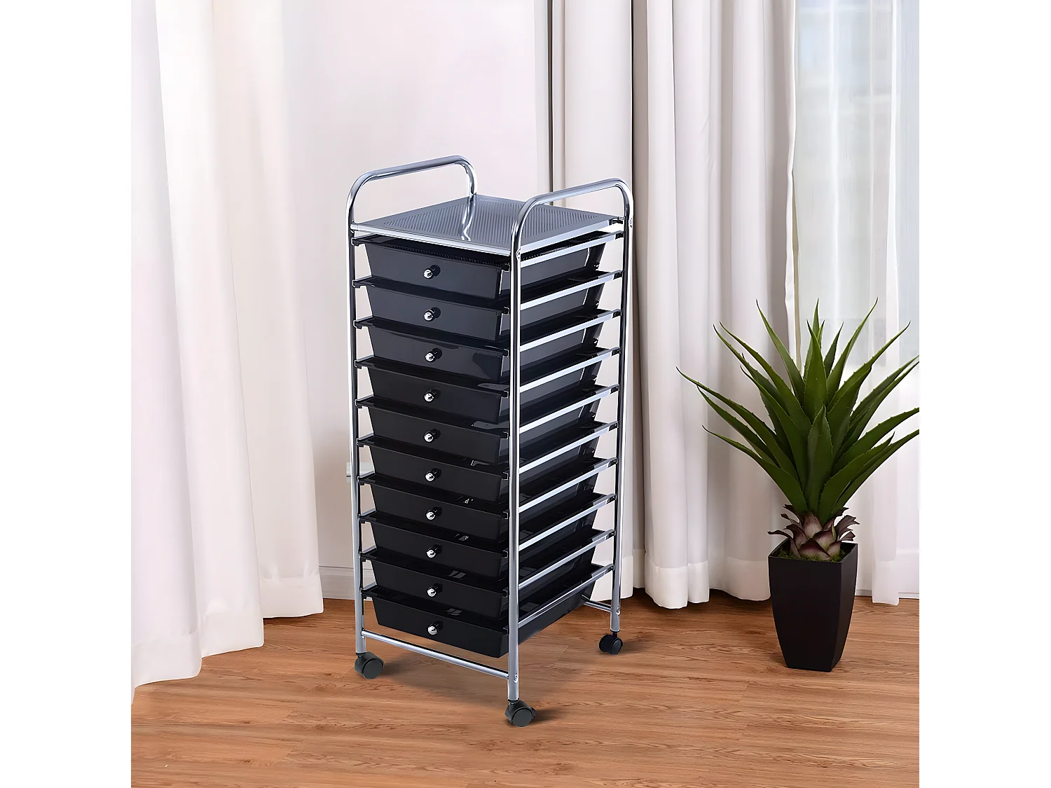 Tour de rangement plastique à tiroirs rangement 32.5 x 37 x 86 cm