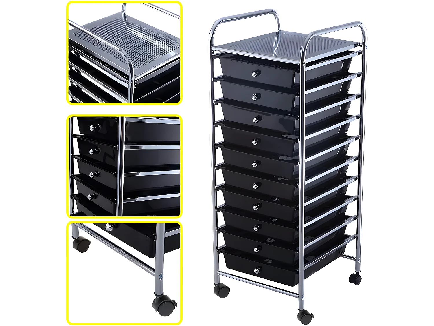 Tour de rangement plastique à tiroirs rangement 32.5 x 37 x 86 cm