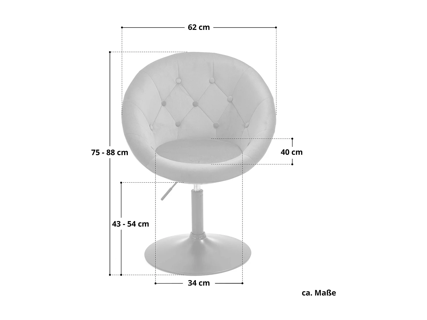 COCKTAILSESSEL HAVANNA Samt Grau