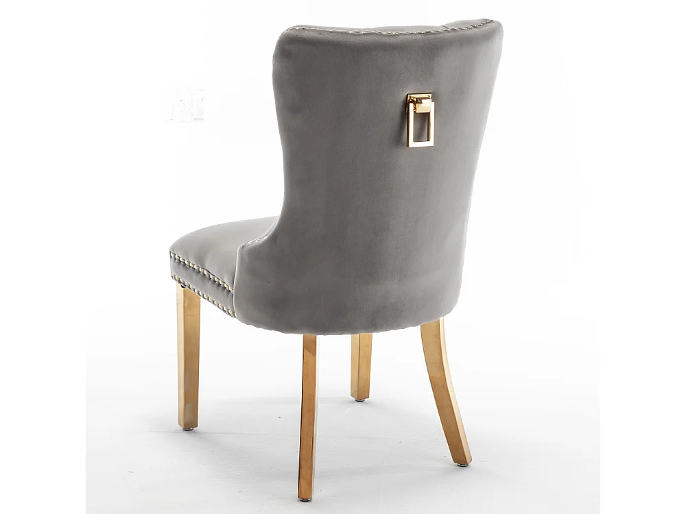 Lot de 2 chaises POIGNEE Clouté en velours pied Gold