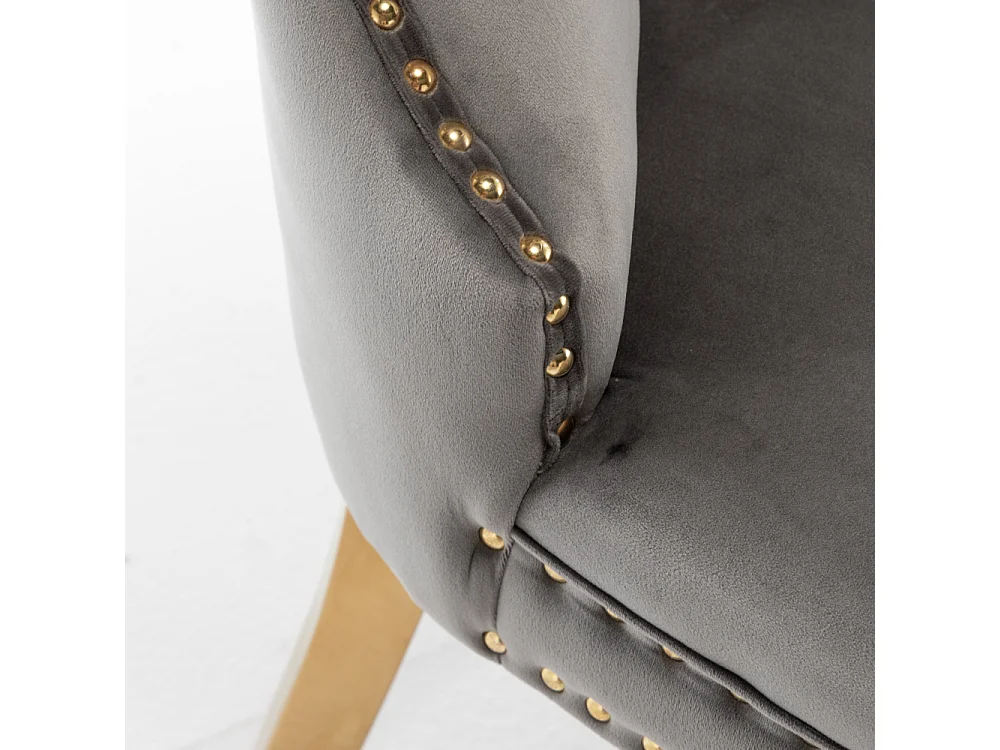 Lot de 2 chaises POIGNEE Clouté en velours pied Gold