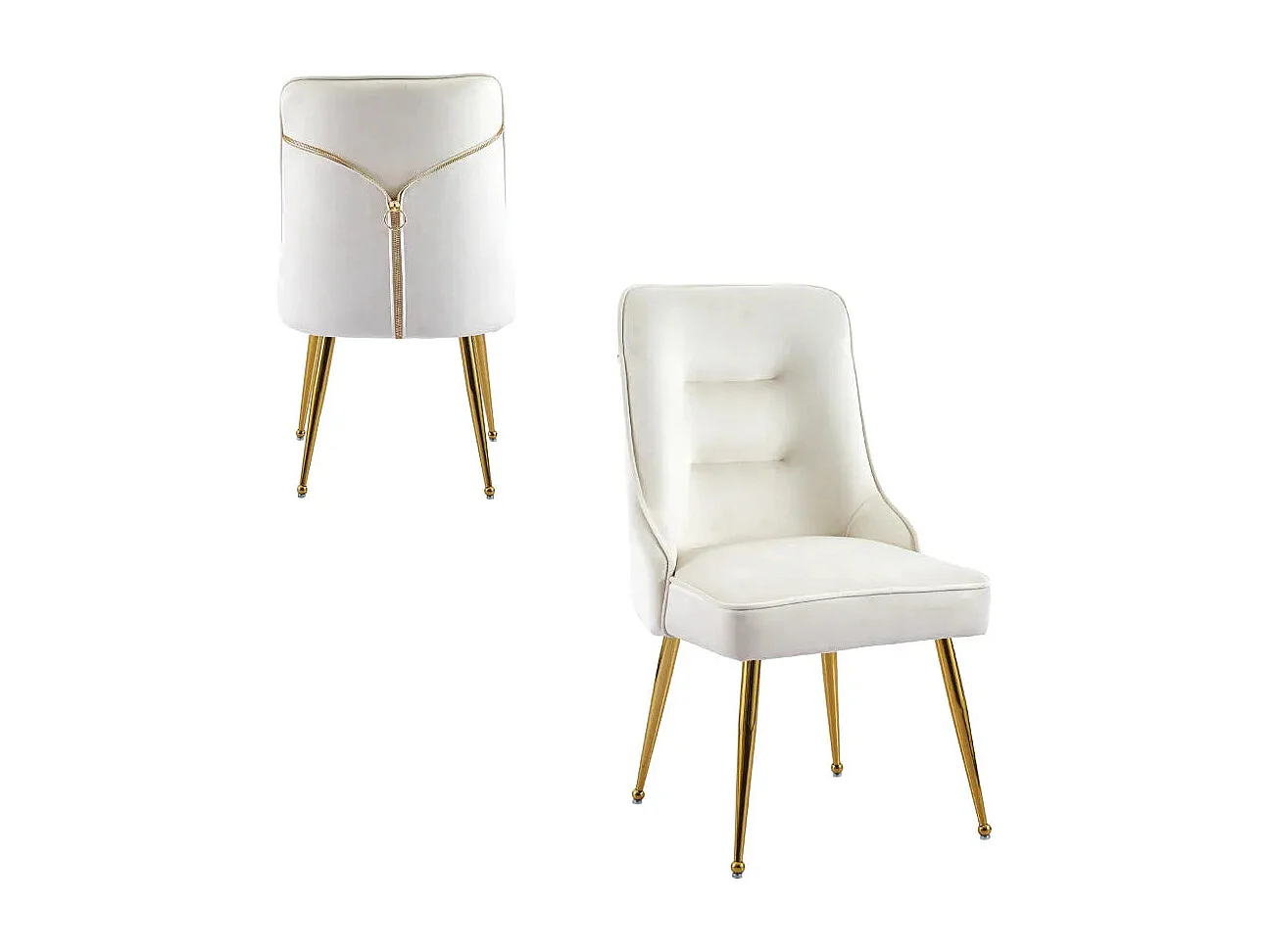Lot de 2 chaises luxury ZIP en velours pieds Gold - Beige