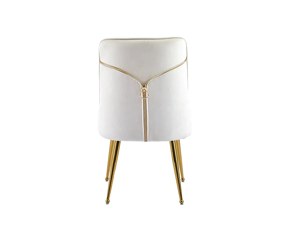 Lot de 2 chaises luxury ZIP en velours pieds Gold - Beige