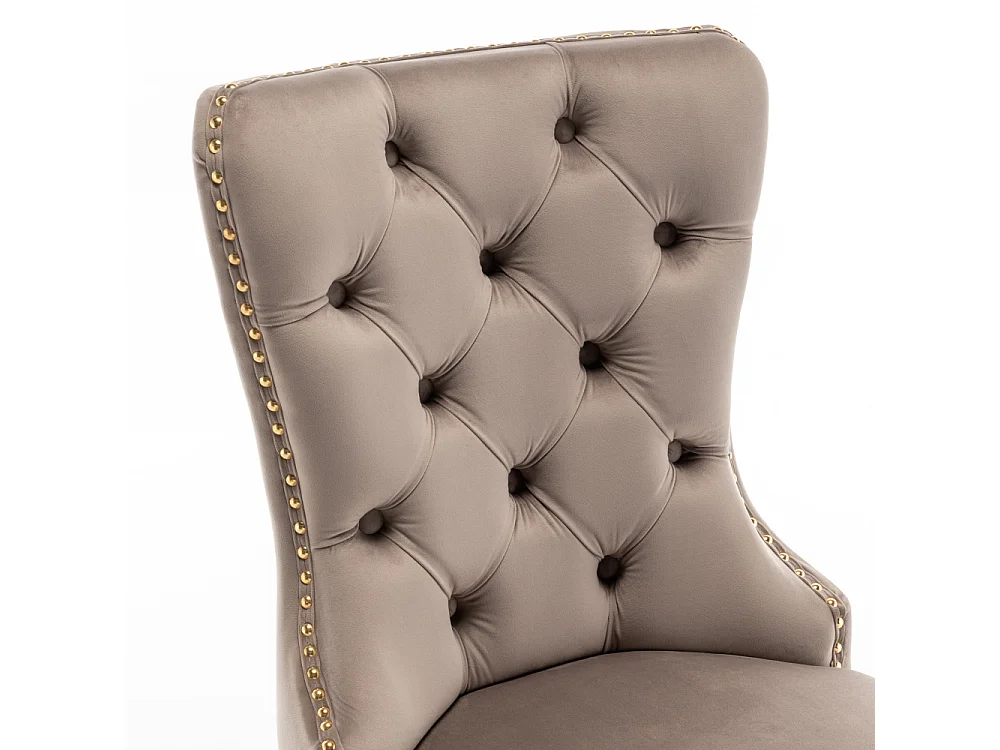 Lot de 2 chaises POIGNEE Clouté en velours pied Gold