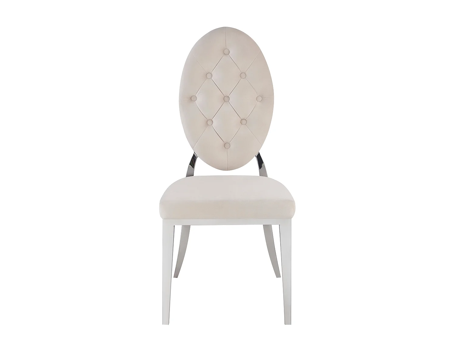 Lot de 4 chaises MEDAILLON capitonnées  chrome et velours Beige