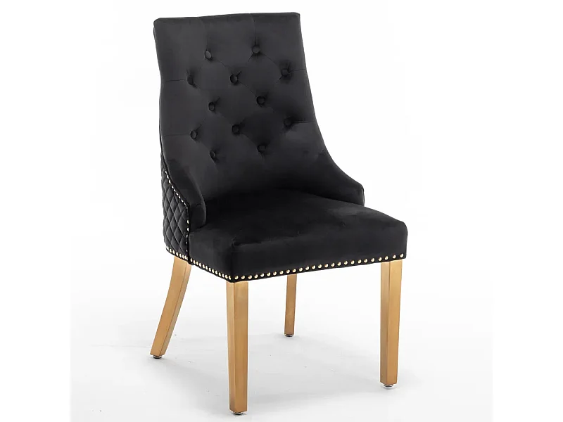 Lot de 2 chaises ANNEAU mattelassée et cloutée Gold velours