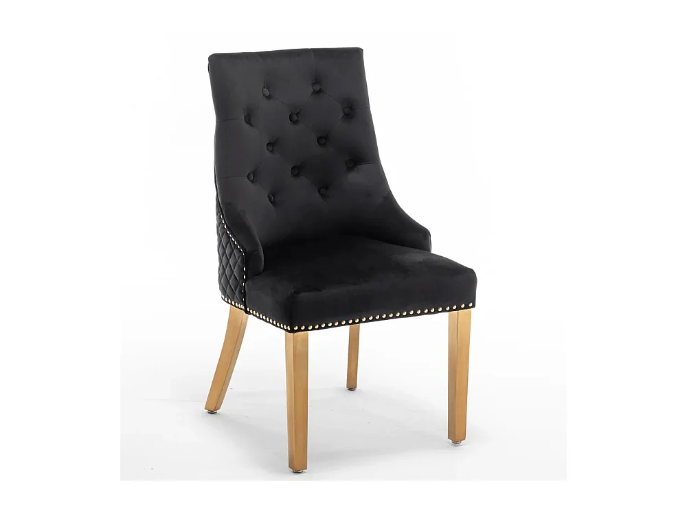 Lot de 2 chaises ANNEAU mattelassée et cloutée Gold velours