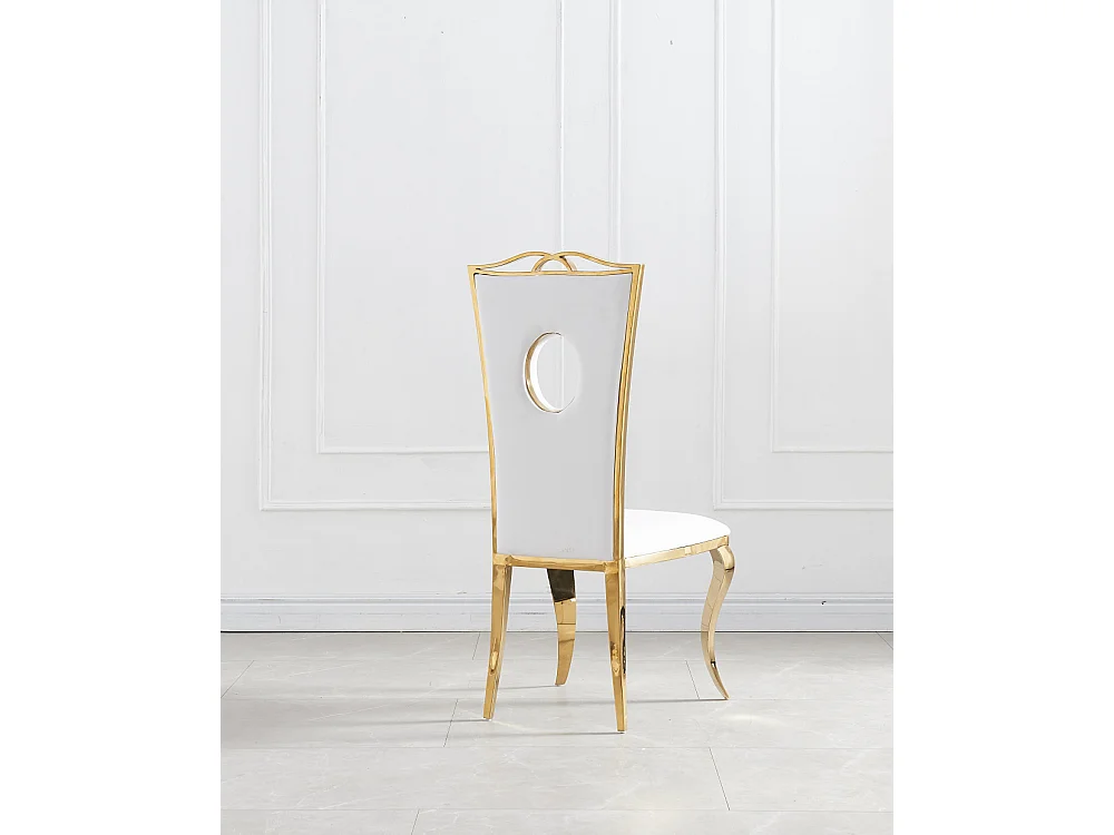 Lot de 4 Chaises Baroque ROYAL Gold Simili Blanc