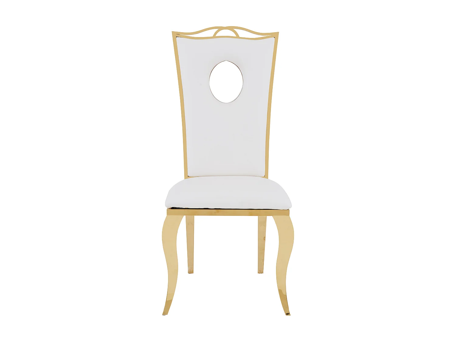 Lot de 4 Chaises Baroque ROYAL Gold Simili Blanc