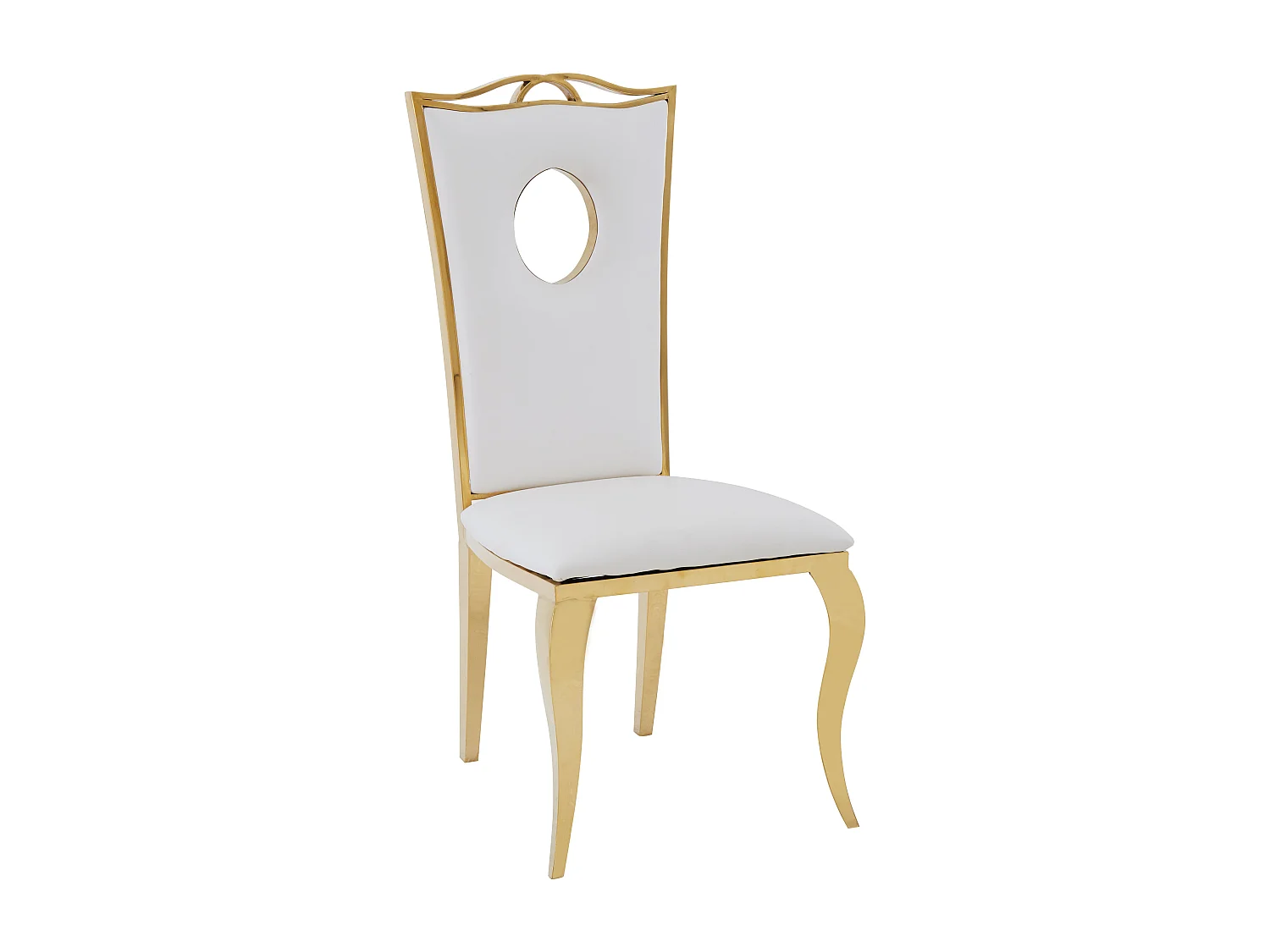 Lot de 4 Chaises Baroque ROYAL Gold Simili Blanc