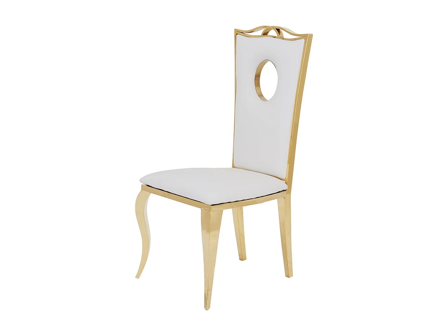 Lot de 4 Chaises Baroque ROYAL Gold Simili Blanc