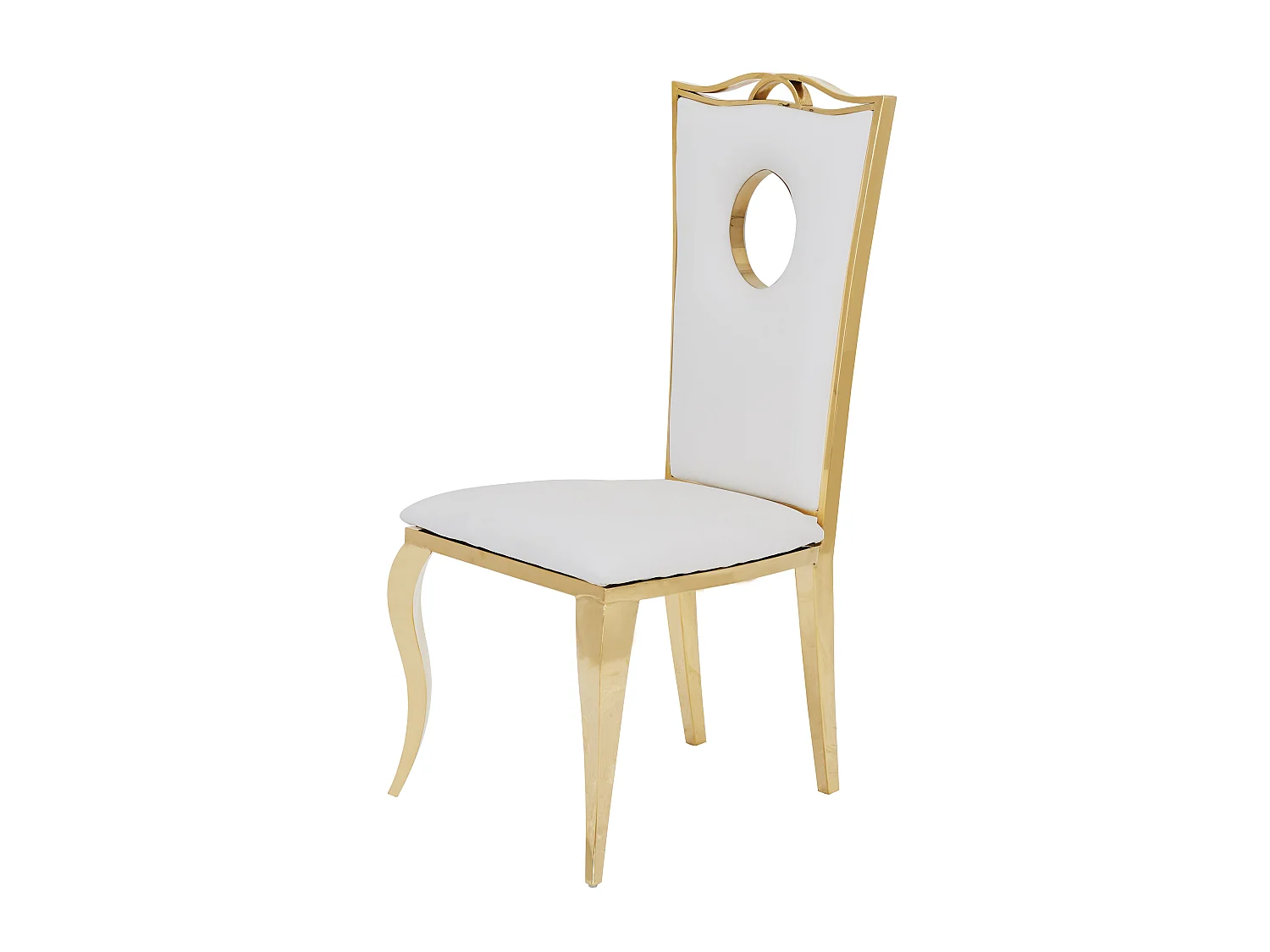 Lot de 4 Chaises Baroque ROYAL Gold Simili Blanc