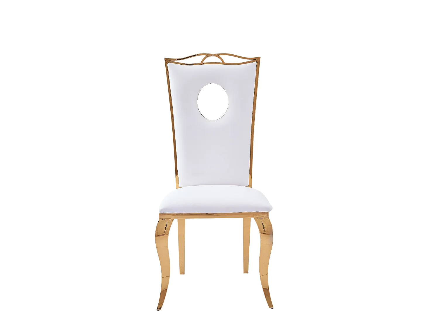 Lot de 4 Chaises Baroque ROYAL Gold Simili Blanc