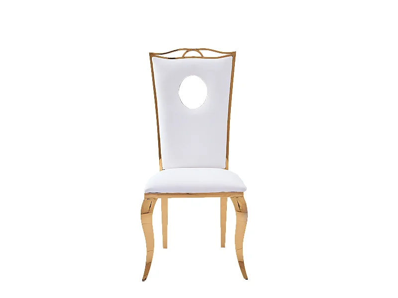 Lot de 4 Chaises Baroque ROYAL Gold Simili Blanc