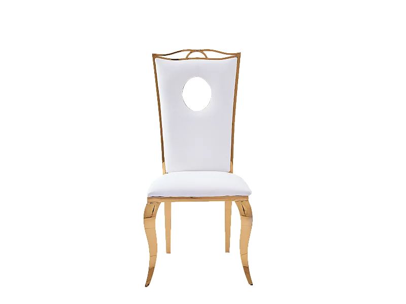 Lot de 4 Chaises Baroque ROYAL Gold Simili Blanc