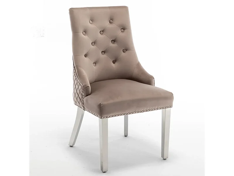 Lot de 2 chaises LION matelassée et cloutée chrome velours