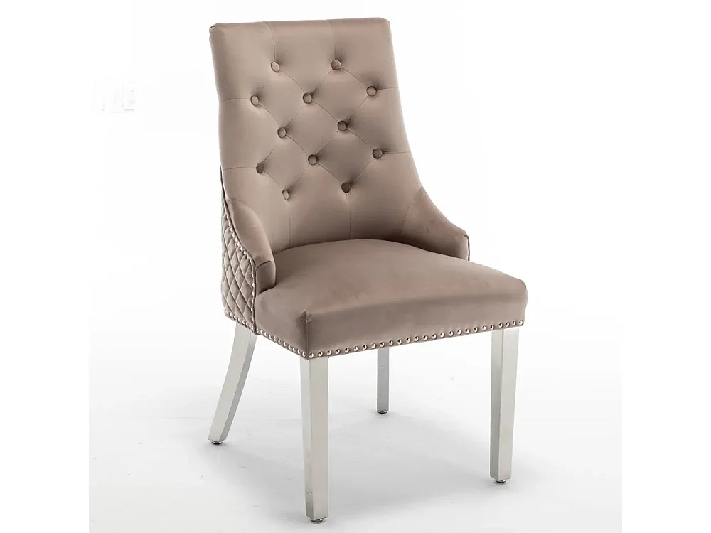 Lot de 2 chaises LION matelassée et cloutée chrome velours