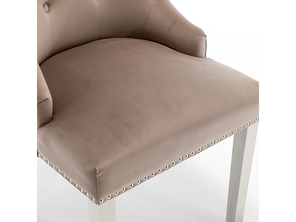 Lot de 2 chaises LION matelassée et cloutée chrome velours