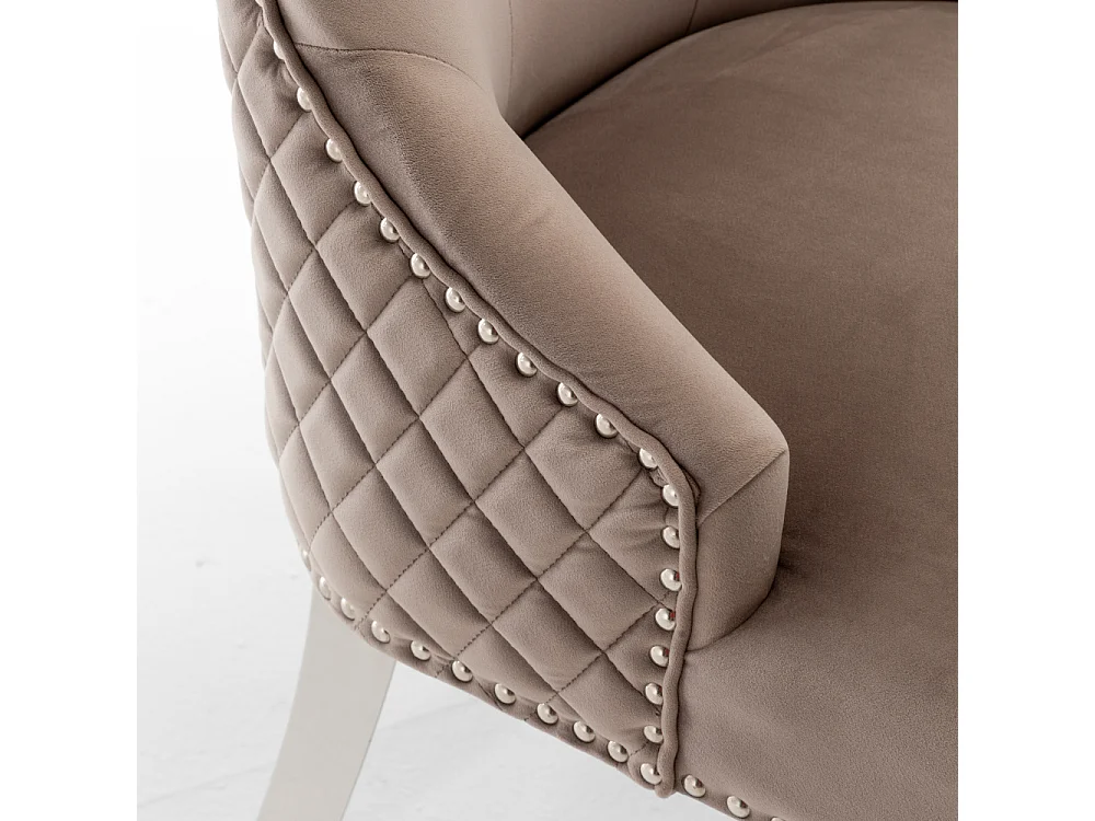 Lot de 2 chaises LION matelassée et cloutée chrome velours