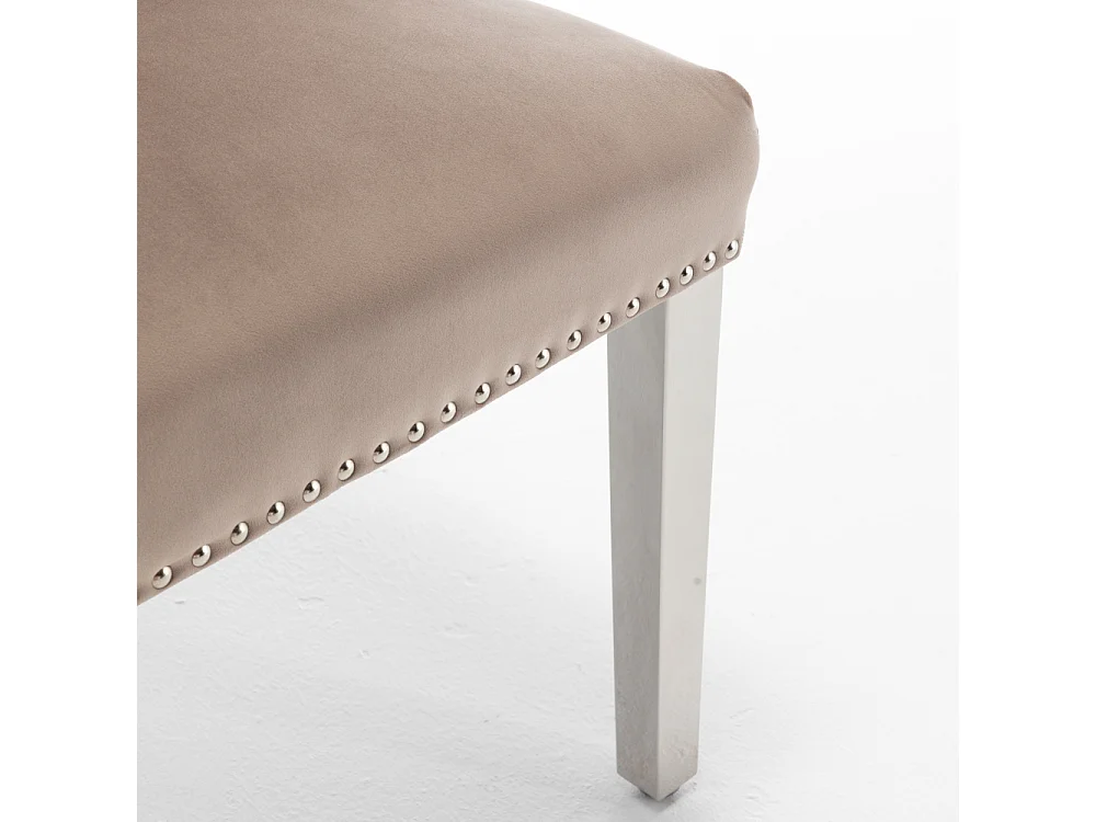 Lot de 2 chaises LION matelassée et cloutée chrome velours