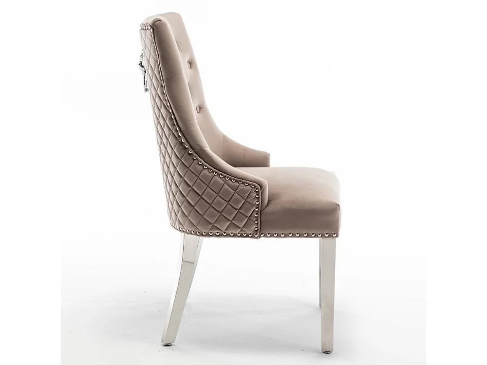 Lot de 2 chaises LION matelassée et cloutée chrome velours