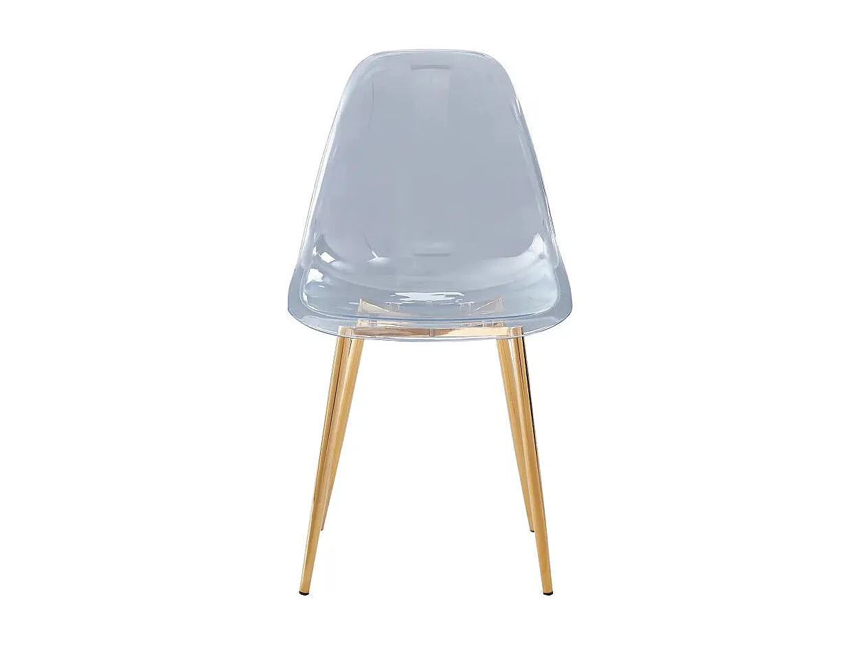 Lot de 4 chaises scandinave transparentes en PVC pieds Gold