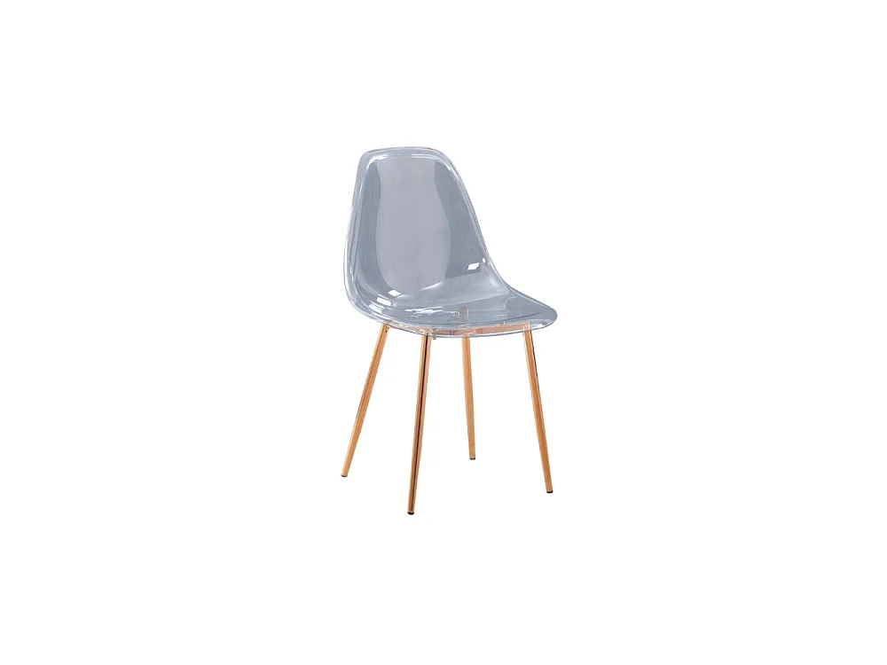 Lot de 4 chaises scandinave transparentes en PVC pieds Gold