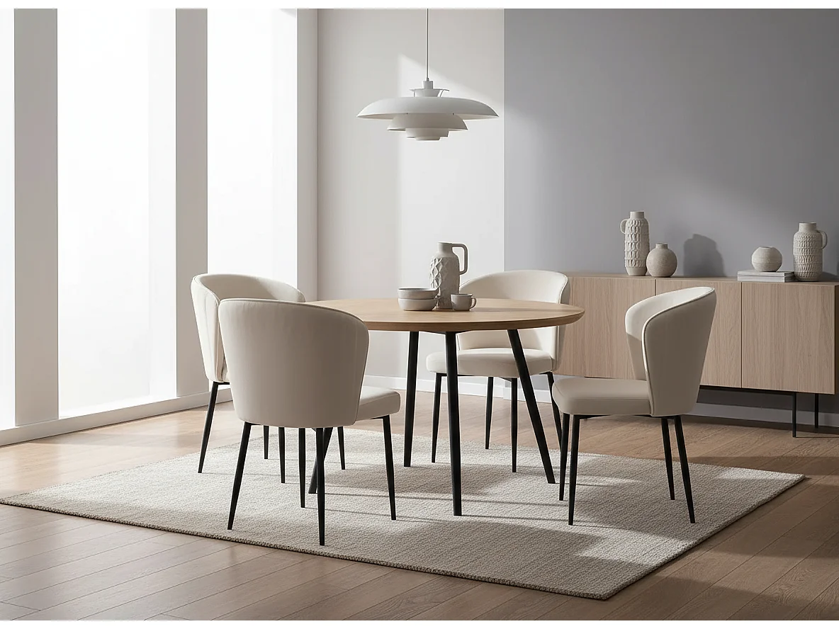 Lot de 4 chaises moderne DIANA Métal noir velours écru