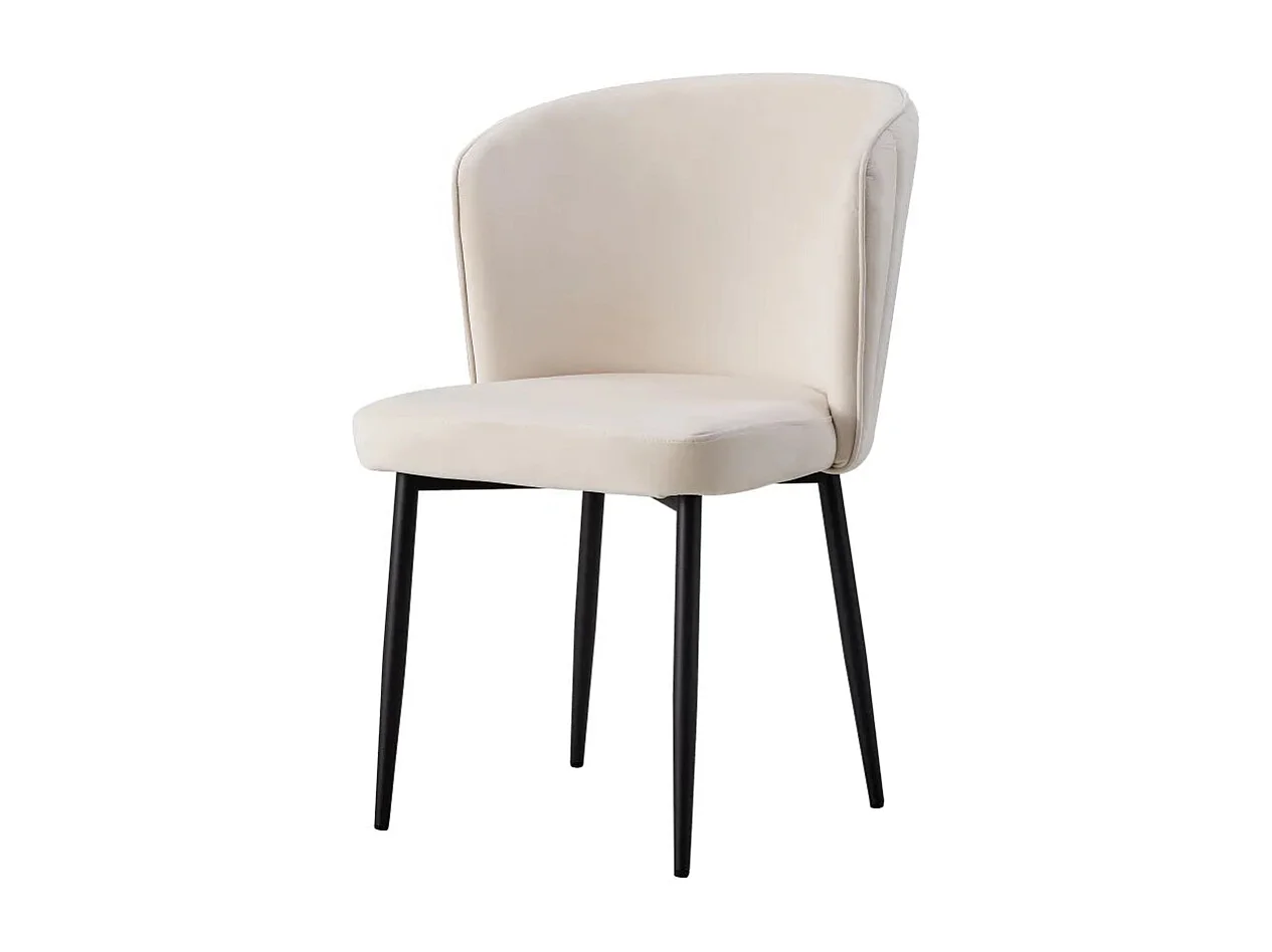 Lot de 4 chaises moderne DIANA Métal noir velours écru