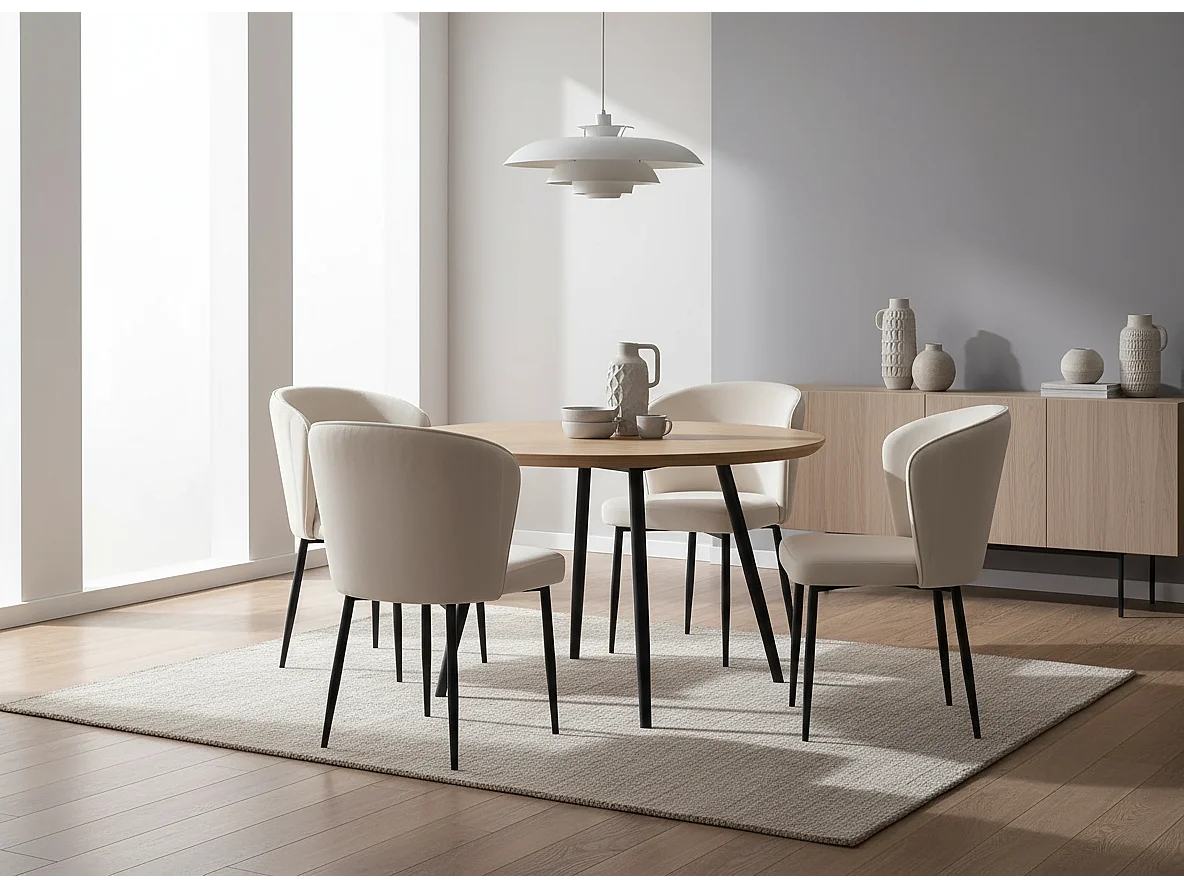 Lot de 4 chaises moderne DIANA Métal noir velours écru