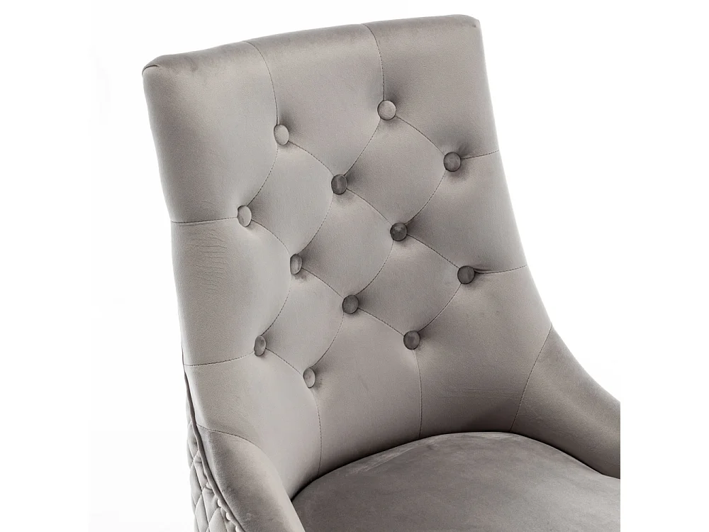 Lot de 2 chaises ANNEAU matelassée et cloutée Chrome velours