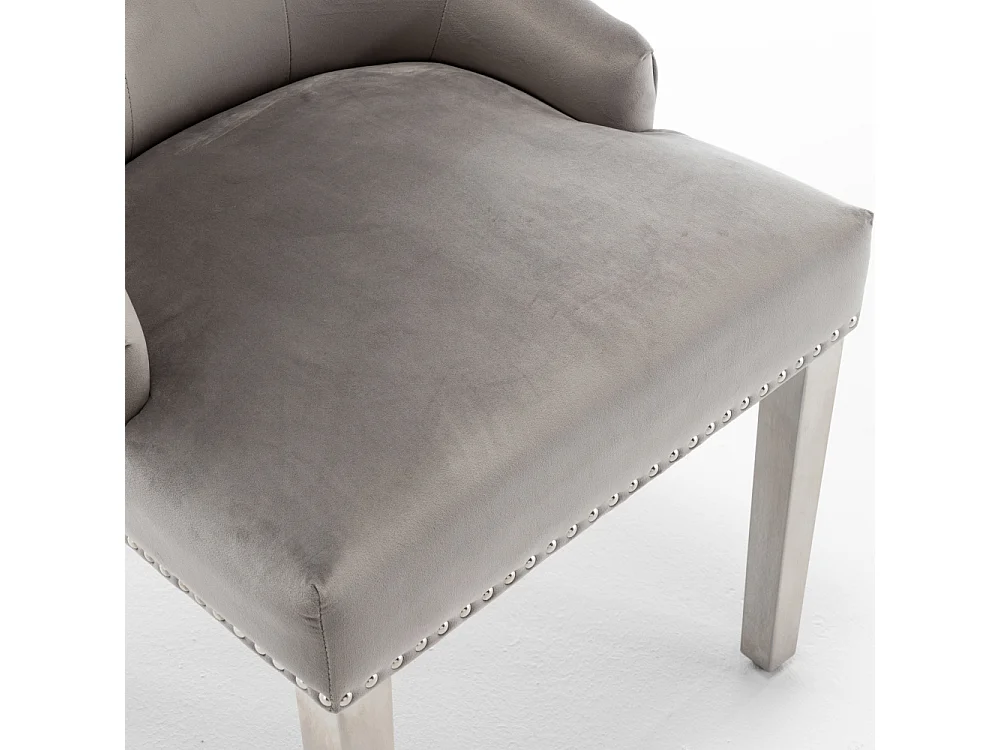 Lot de 2 chaises ANNEAU matelassée et cloutée Chrome velours