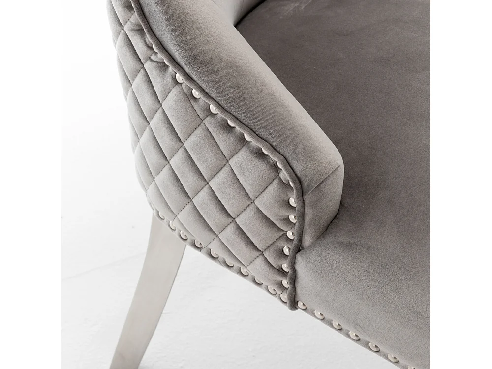 Lot de 2 chaises ANNEAU matelassée et cloutée Chrome velours