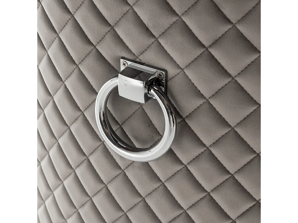 Lot de 2 chaises ANNEAU matelassée et cloutée Chrome velours - Gris